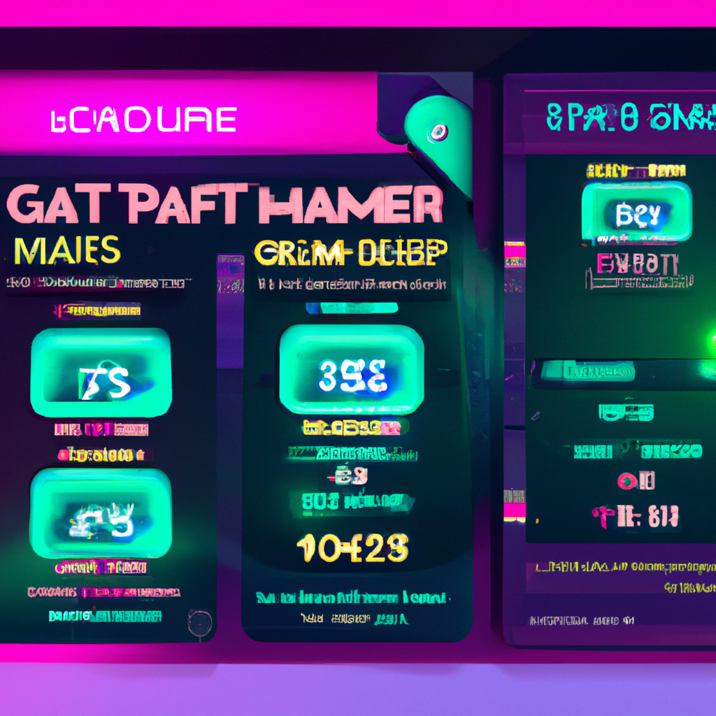 Close-up HUD of NebulaArcade — score, timers, neon icons